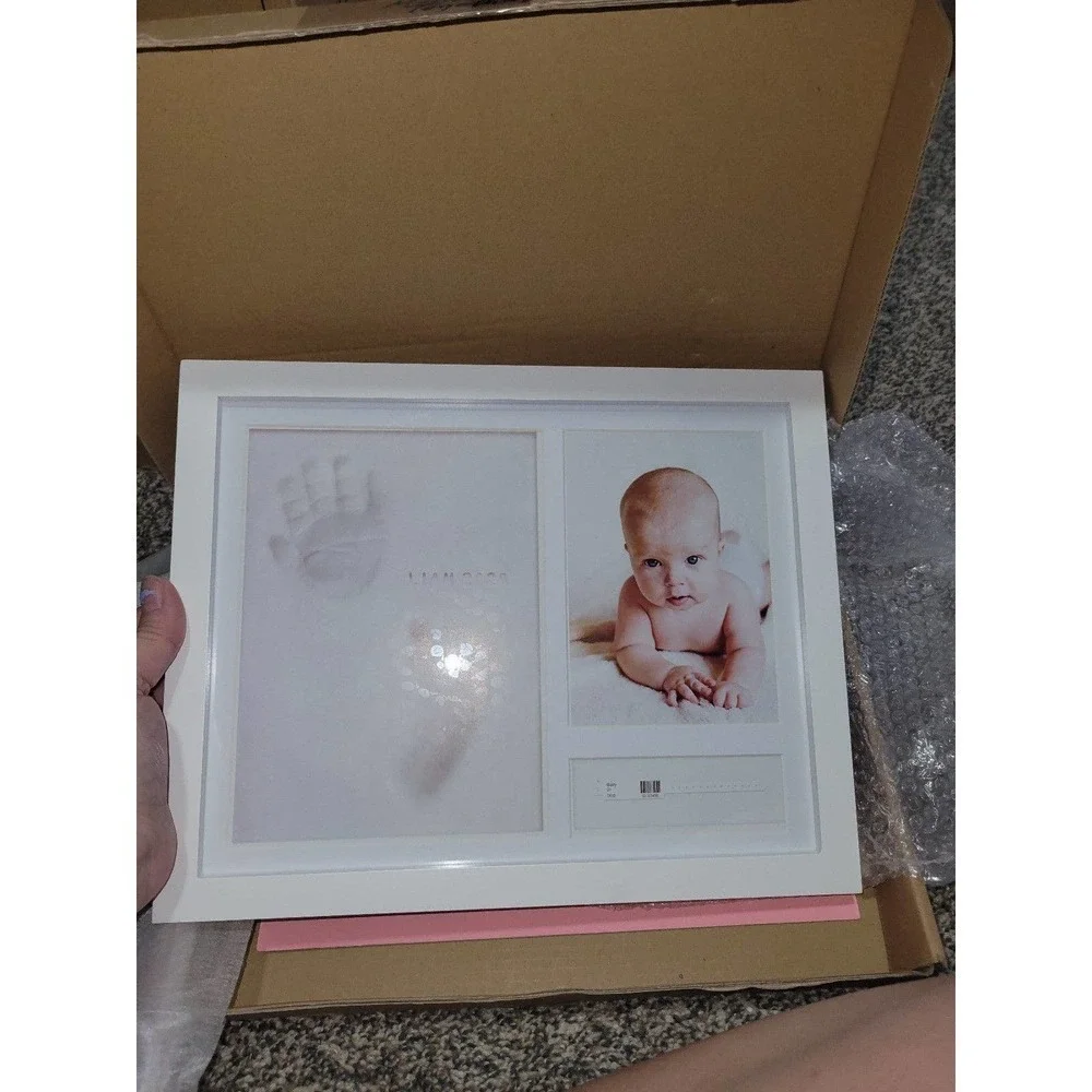 Baby handprint and footprint keepsake frame